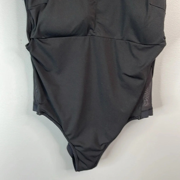 GARAGE Mesh Side Panel One Piece Bathing Suit Black Low Back *As Is* M - Picture 3 of 8